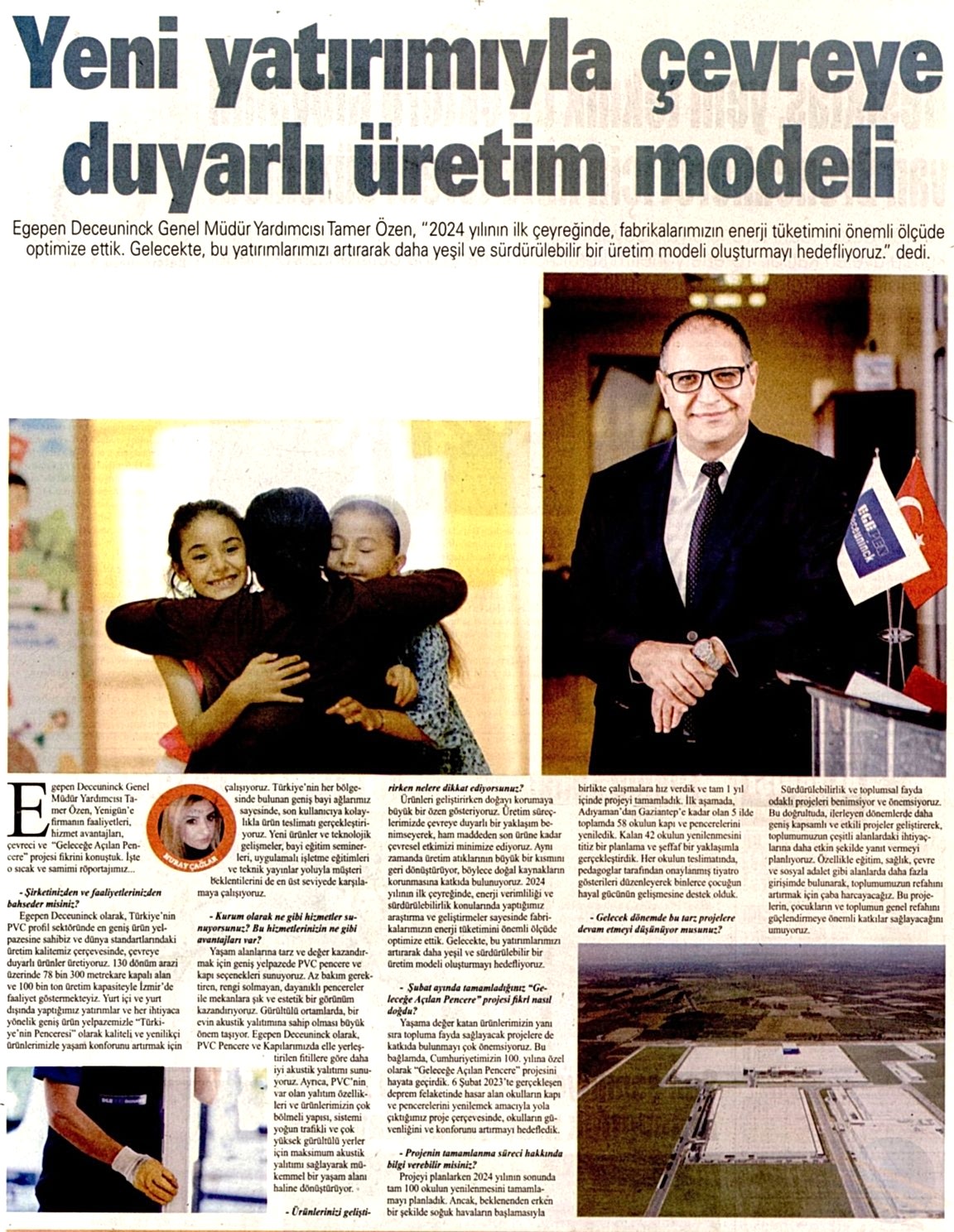 Yeni Yatırımıyla Çevreye Duyarlu Üretim Modeli