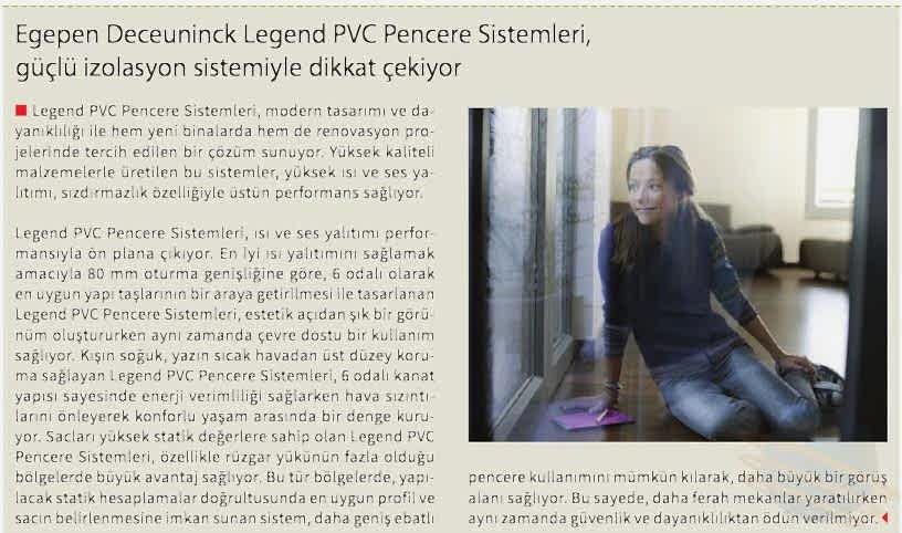 Egepen Deceuninck Legend PVC Pencere Sistemleri, Güçlü İzolasyon Sistemiyle Dikkat Çekiyor