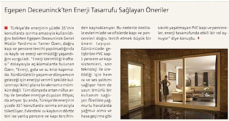 Egepen Deceuninck'ten Enerji Tasarrufu Sağlayan Öneriler